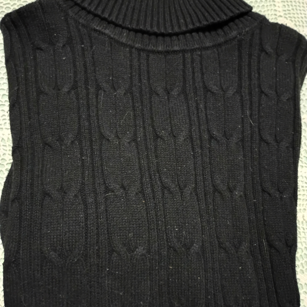 St. John's Bay Black Cable Knit Turtleneck Sweater